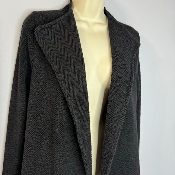 James Perse Womens Black Textured Open Front Cardigan Duster Casual Wardrobe S - Picture 2 of 10